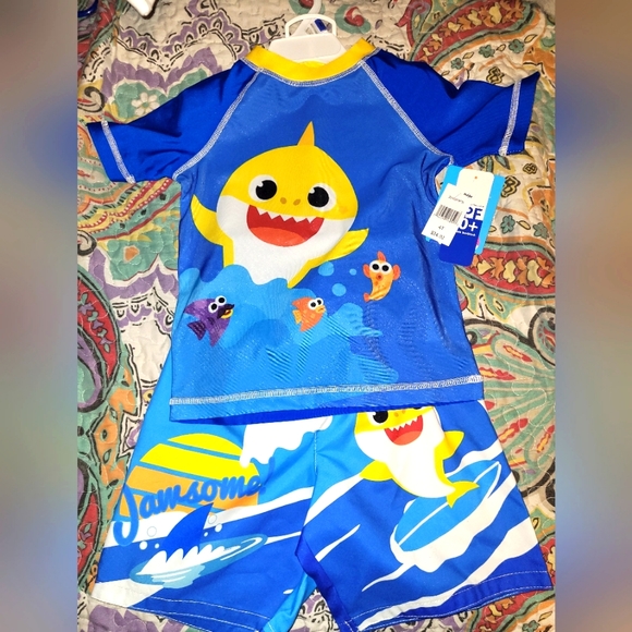 pinkfong Swim 4t Boys Baby Shark Swim Set Baby Shark Swim Trunks 4t Yellow Blue Swim Set 4t
